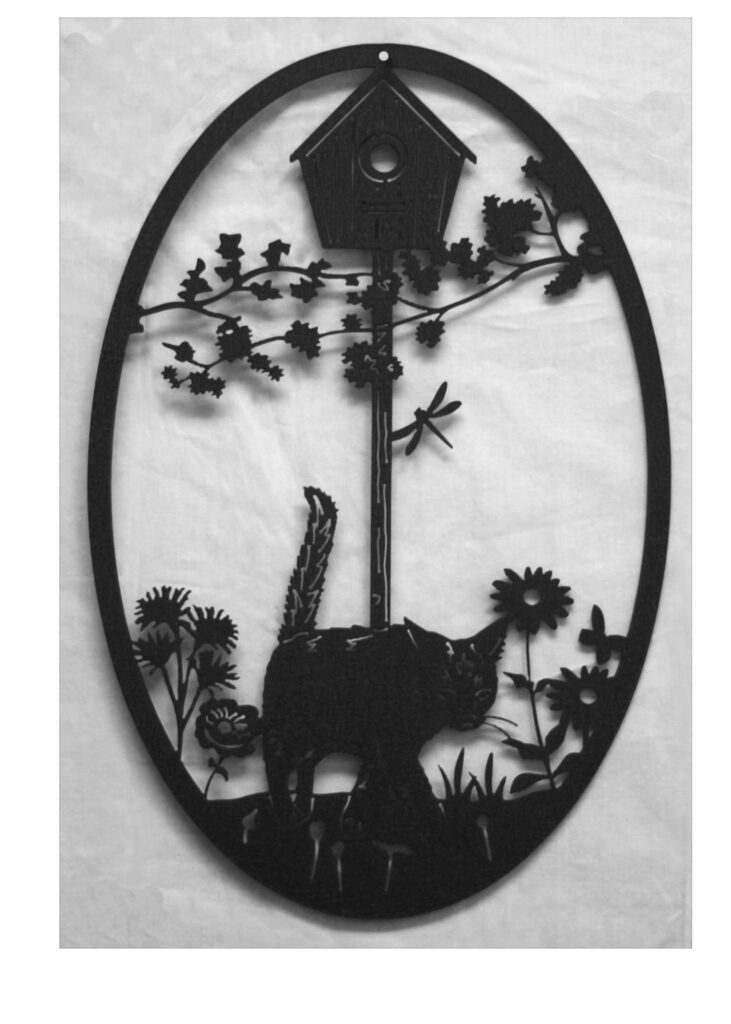 Cat Oval - $29.30 (in store) Wall Metal Art Oval Black Cat Garden Birdhouse