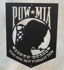 wall metal art, sign, soldier, prisoner, POW, MIA, guard tower, arrow, star, feather, you are not forgotten