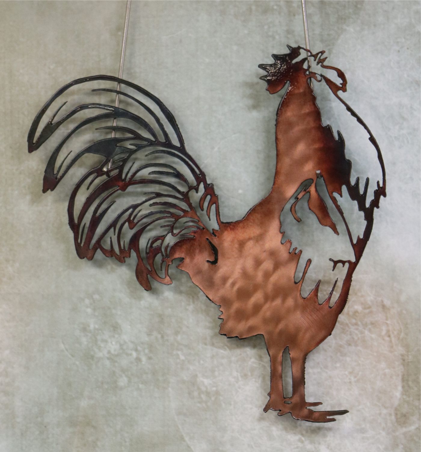 Wall Metal Art, Chicken, Bird, Tail Feathers, Comb, Legs, Beak, Copper, Rooster, Crow, Cock-a-doodle-do