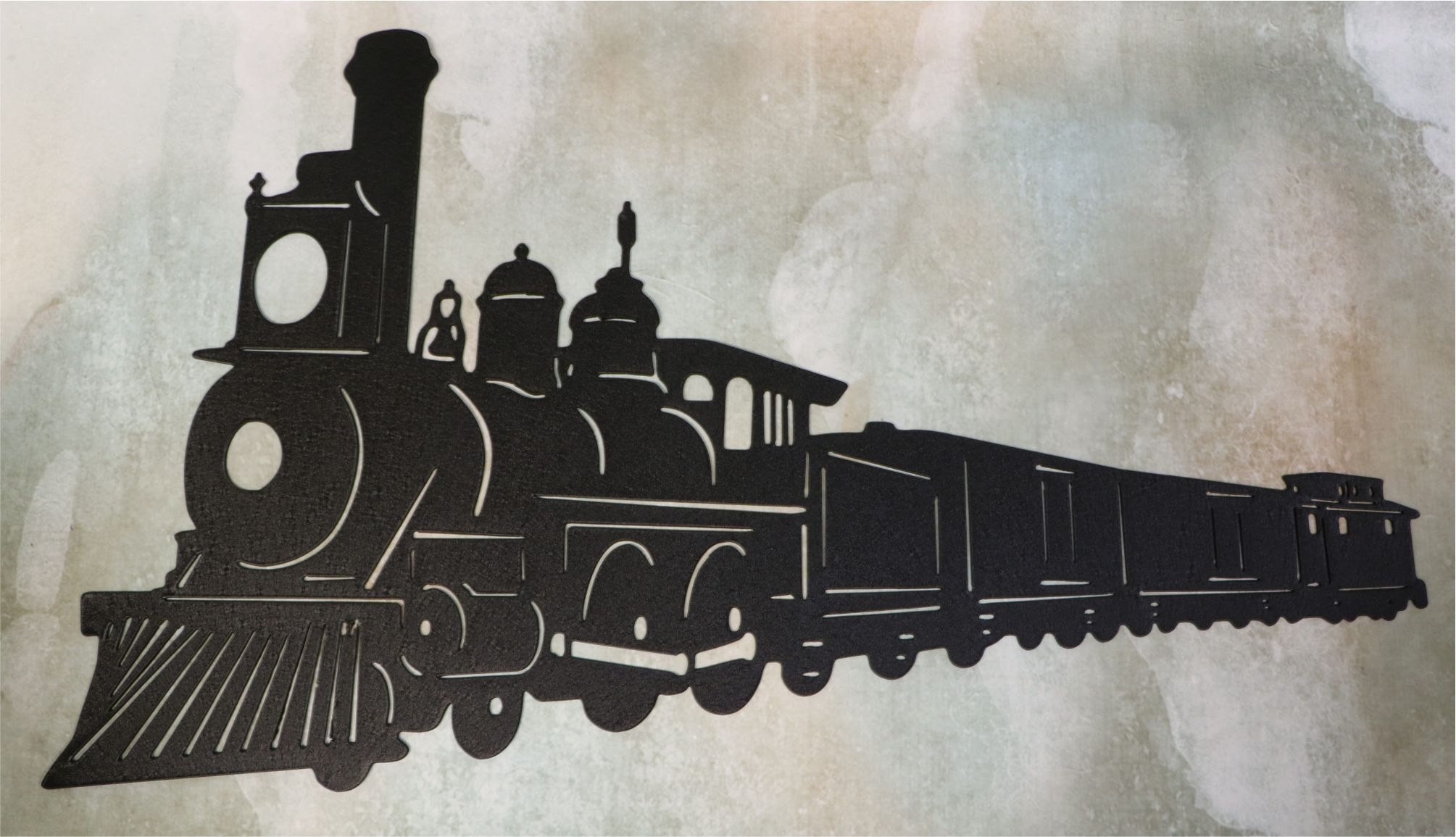 Wall Metal Art, Train, Locomotive, Steam, Cars, Tracks, Conductor
