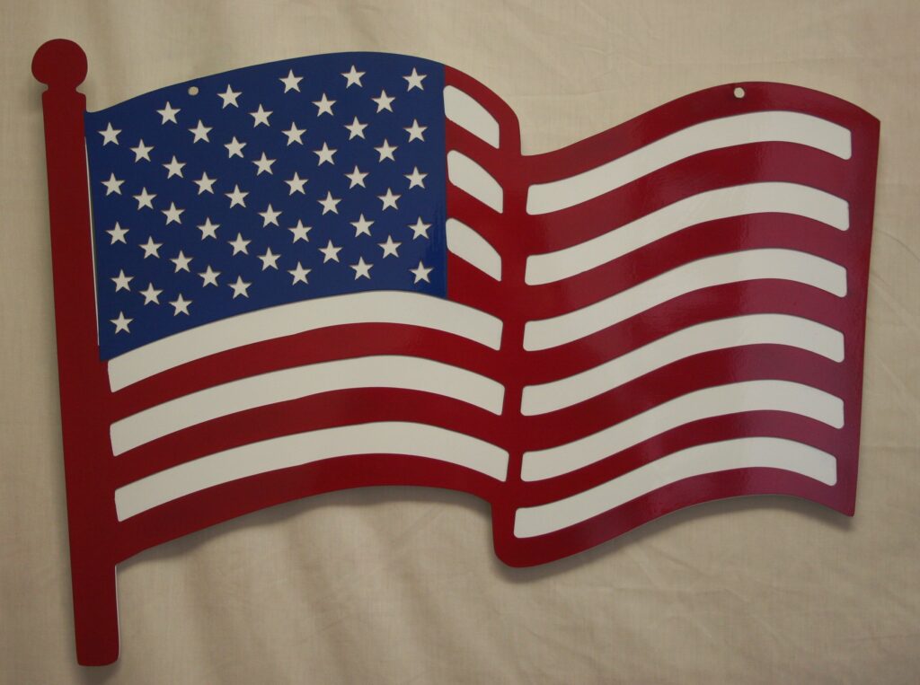 Wall Metal Art, USA Flag - $70.00 (in store) Wall Metal Art, USA, Flag, Red, White, Blue Waves, Stars
