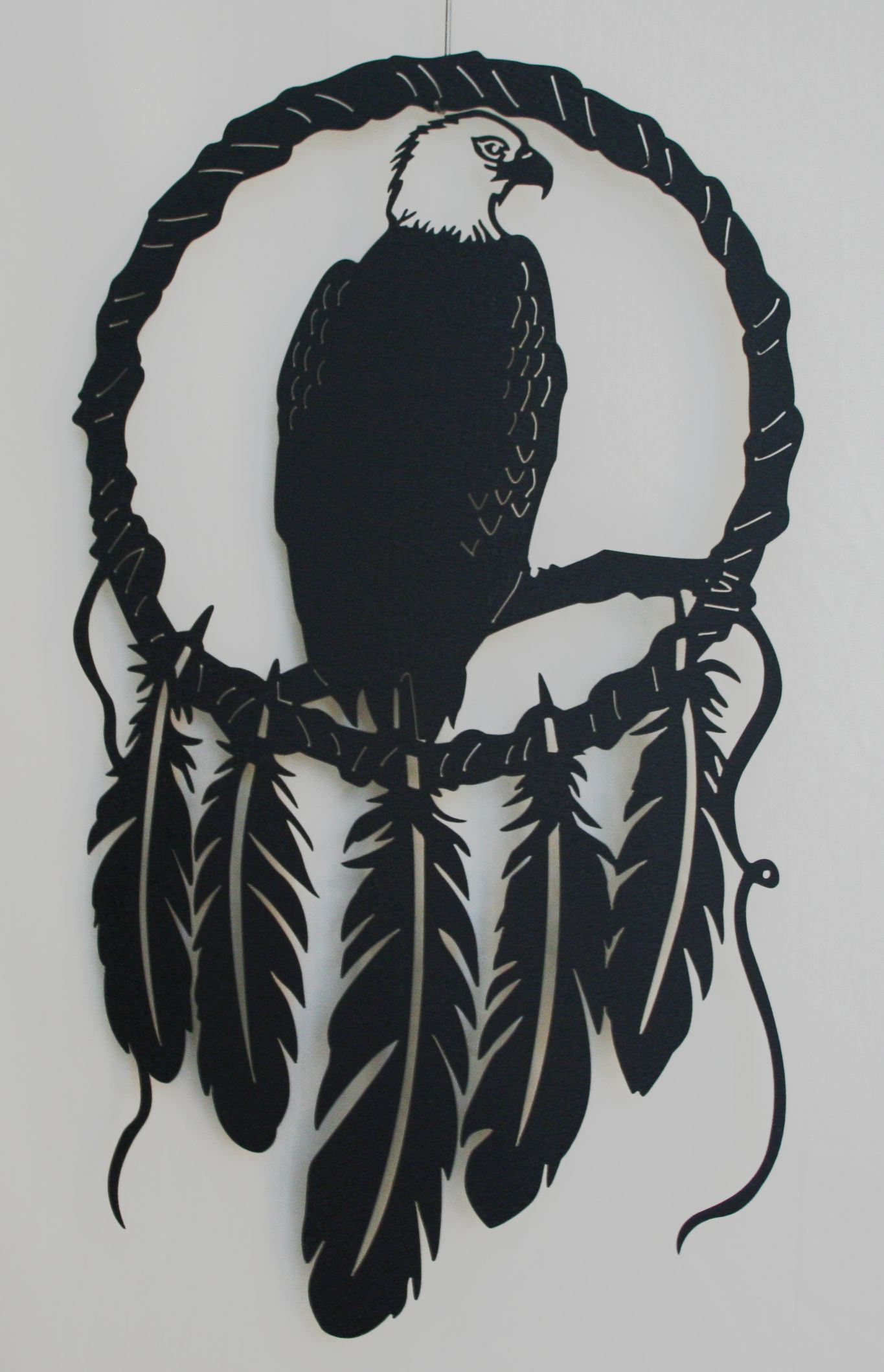 Metal Art, Dream Catcher, Native American, Bald Eagle, Feathers, Branch