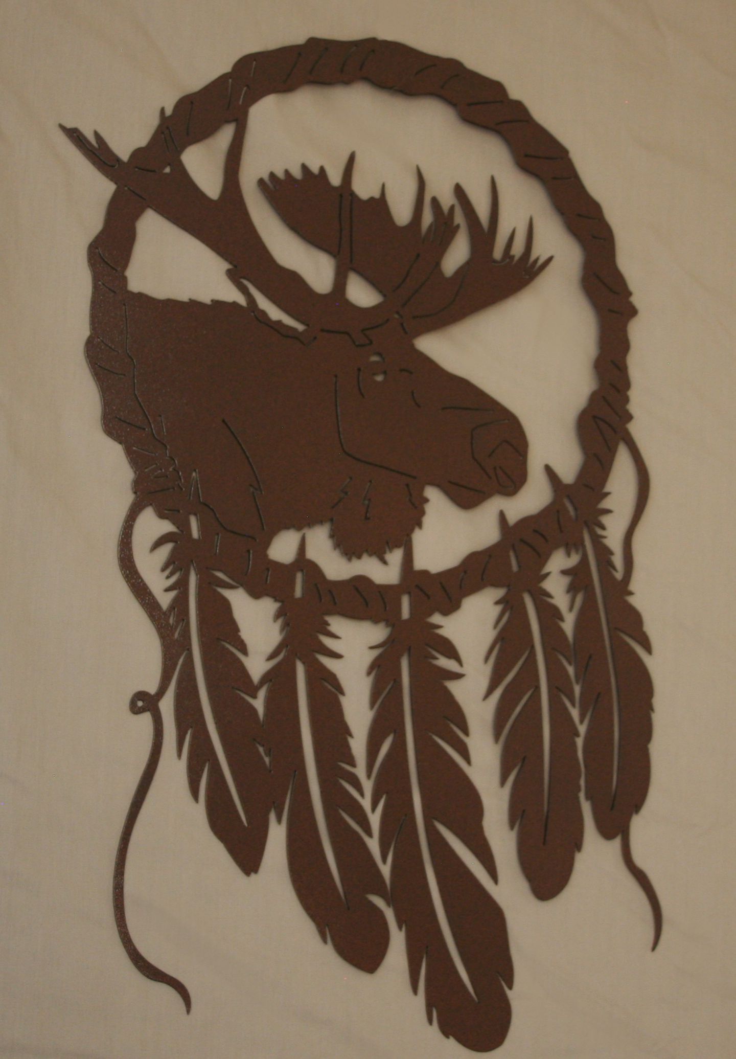 Metal Art, Dream Catcher, Moose, Feathers, Antlers