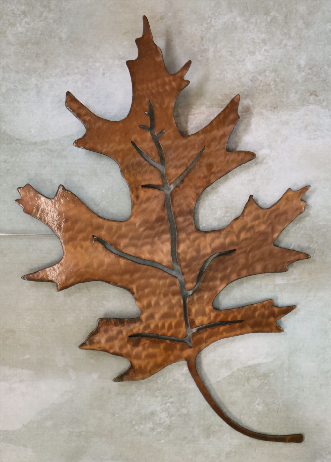 Wall Metal Art, Oak Tree Leaf, Copper, Leaf Veins, Stem